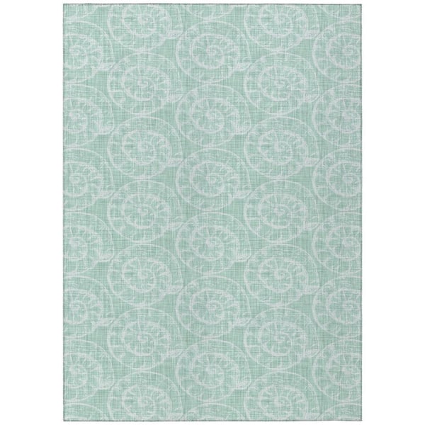 Surfside 5 ft. x 7 ft. 6 in. Green Geometric Indoor/Outdoor Area Rug