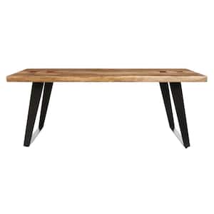 Cosbyrne 48 in. Natural Wood Large Rectangle Coffee Table with Metal Base