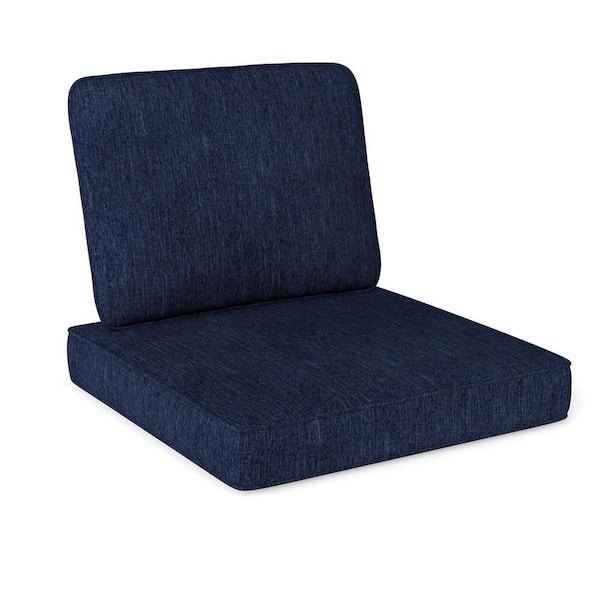 Costway 23 in. x 18 in. Outdoor Dining Chair Deep Seat Cushion and Back Pillow with Removable Covers Navy (2-Pack)