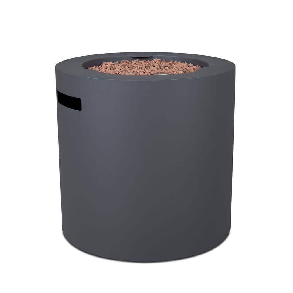 Aegean 24" Round Weathered Slate Steel Propane Fire Pit Table