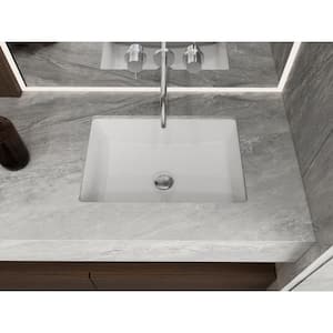 21.6 in. Ceramic Rectangular Undermount Bathroom Sink in White with Overflow Drain