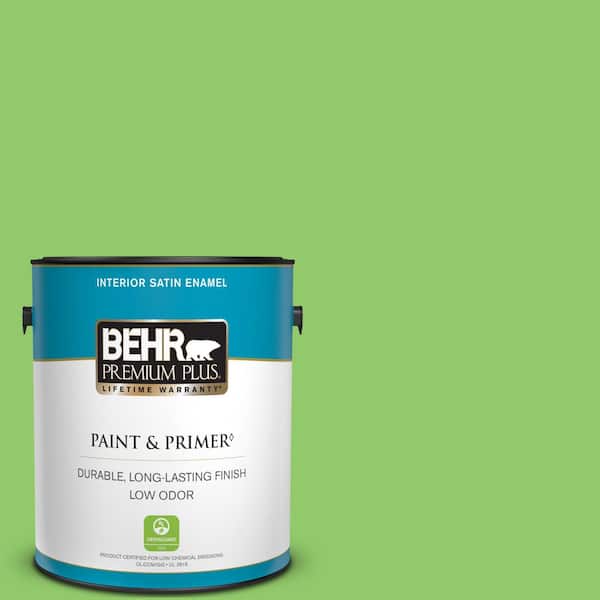 BEHR PREMIUM PLUS 1 gal. #430B-5 Apple Orchard Satin Enamel Low Odor Interior Paint & Primer
