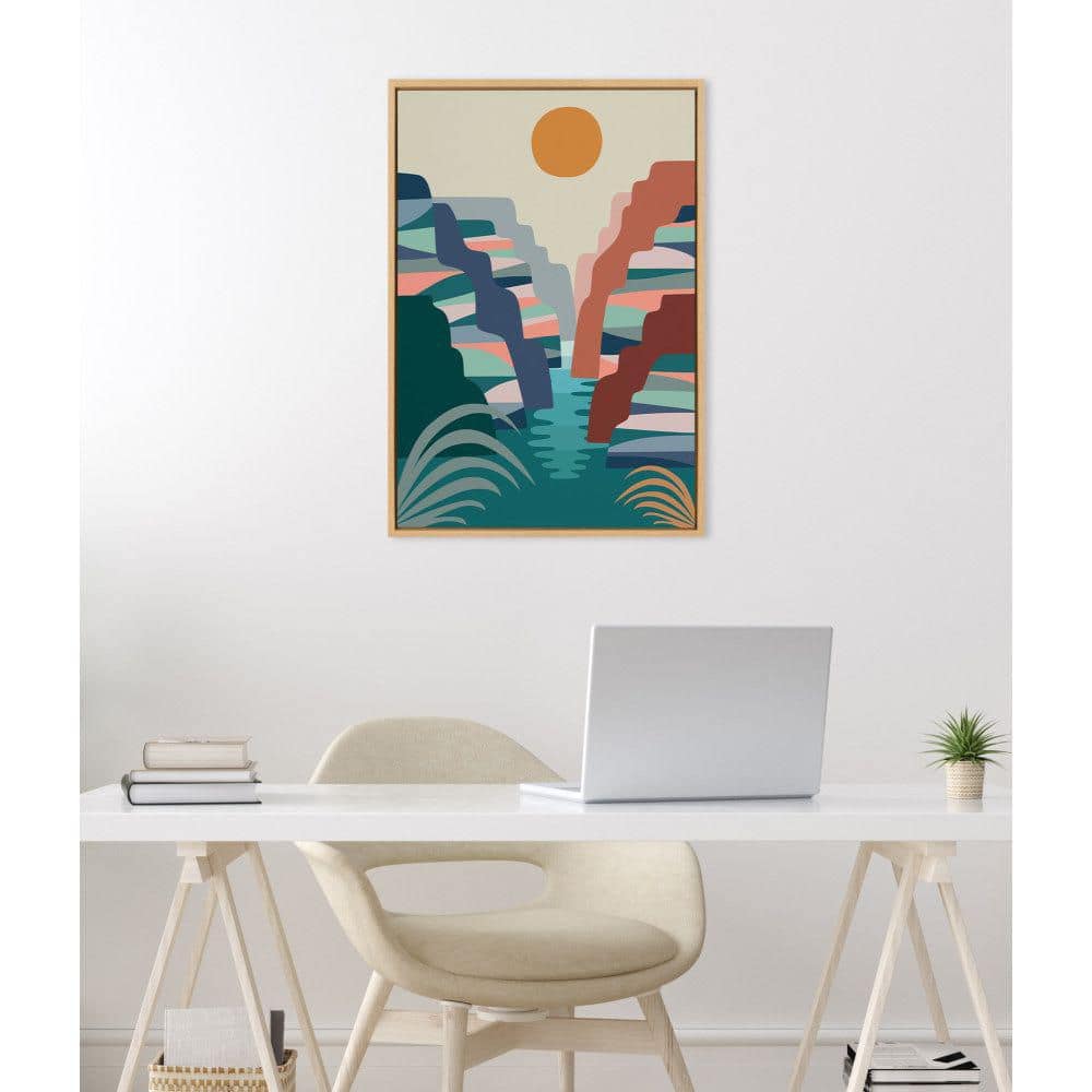 Colorful Grand Canyon Illustration Framed Canvas Wall Art, 23x33