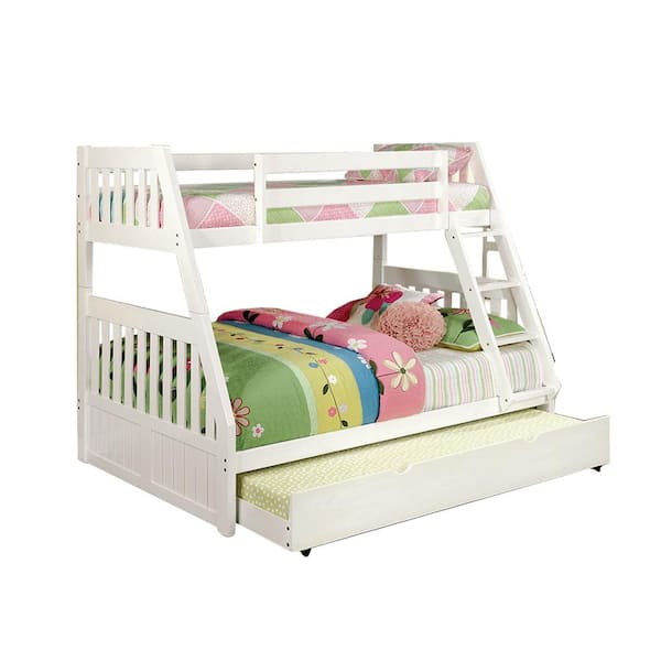 William's Home Furnishing Canberra ii Twin/Full Bunk Bed White Finish