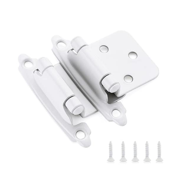 60-Pack Self-Closing Semi-Concealed Face Mount, 1/2 in. Overlay Cabinet Hinges with Door Bumpers for Cupboard, White