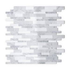 Gray Agate White and Gray 4 in. x 4 in. Stone Self-Adhesive Wall Mosaic Tile Sample (0.11 sq. ft./Each)