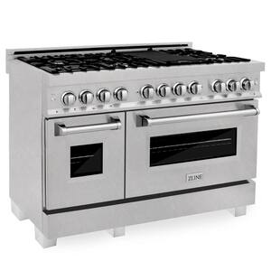 48" 6.0 cu. ft. Dual Fuel Range with Gas Stove and Electric Oven in DuraSnow Stainless Steel (RAS-SN-48)
