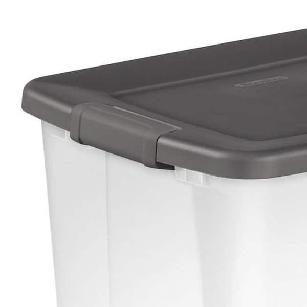 Style Selections 12-Gallon (48-Quart) Clear Base, Black Lid Tote with Hinged Lid