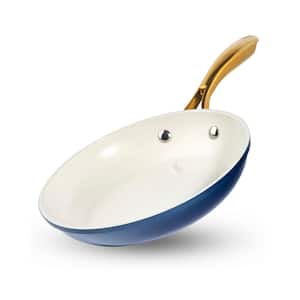 Natural Collection 12 in. Aluminum Ultra Performance Ceramic Nonstick Frying Pan in Navy with Gold Handle