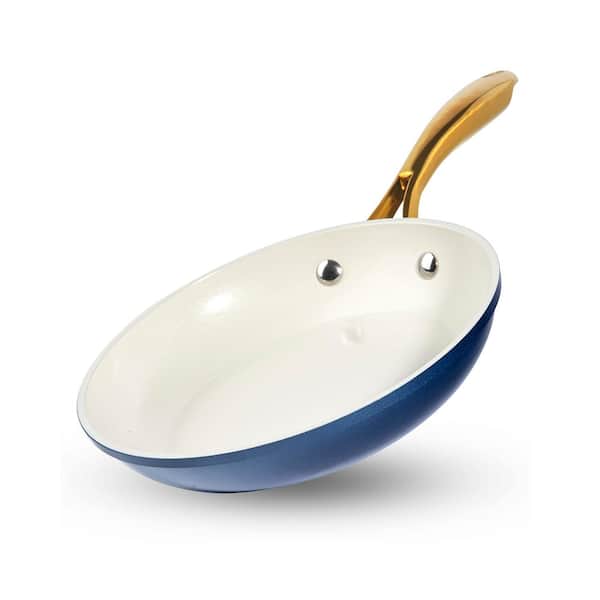 Gotham Steel Natural Collection 12 in. Aluminum Ultra Performance Ceramic Nonstick Frying Pan in Navy with Gold Handle