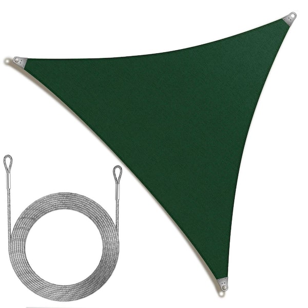 Super Ring 30 ft. x 30 ft. x30ft. Triangle Sun Shade Sail with Cable-Green