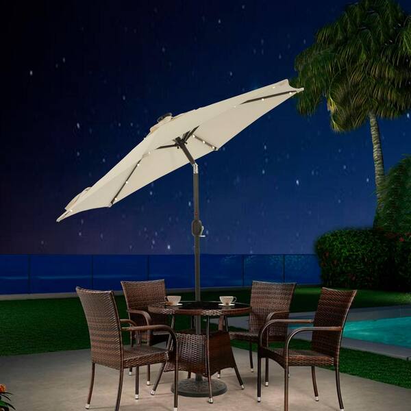 Inner Decor Seymo 7.5 ft. Steel Market LED Light Tilt Patio Umbrella in  Beige without Base DMKUBH71043-BG2 - The Home Depot
