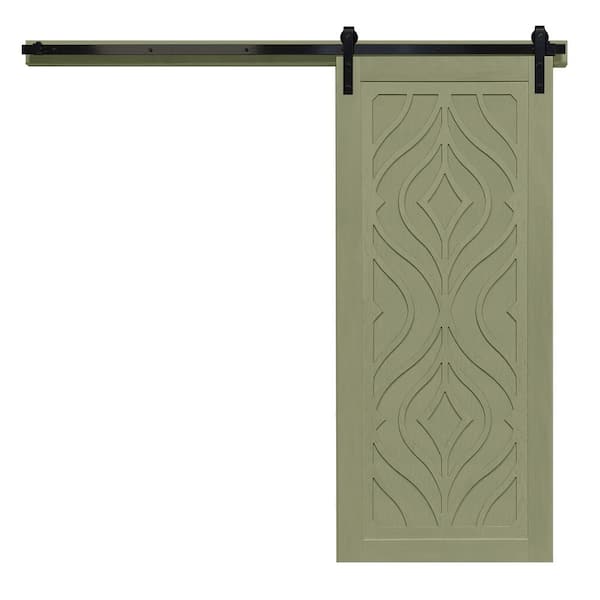 VeryCustom 42 in. x 84 in. Zaftig Sway Rain Tree Wood Sliding Barn Door with Hardware Kit in Black