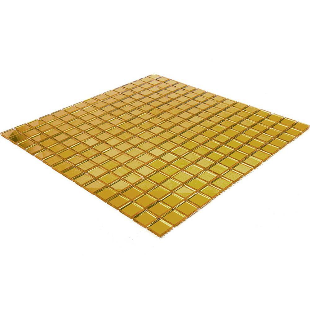 Golden Amber 12'' x 12'' Glass Mosaic Tile Sheet