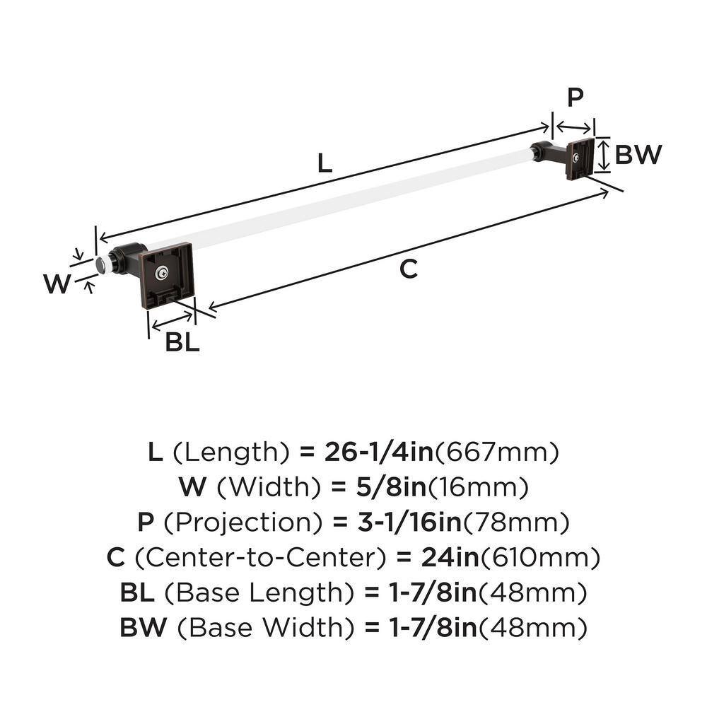 24 Inch Clear and Oil-Rubbed Bronze Wall Mounted Towel Bar