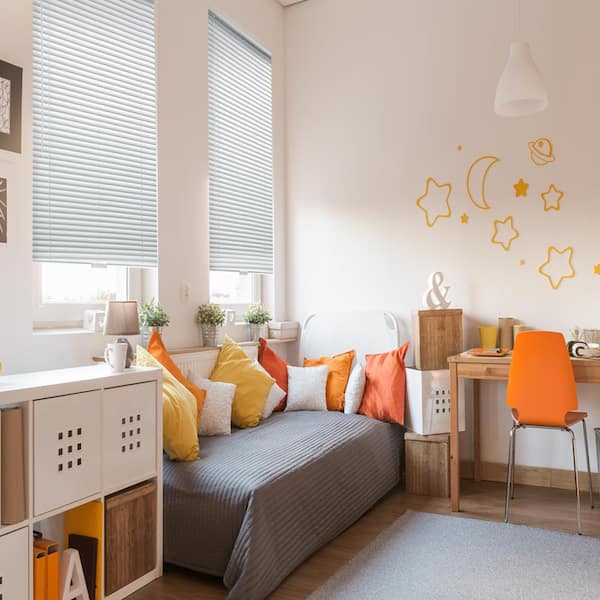 Unbranded White Cordless Aluminum Mini Blinds for Windows with 1 in. Slats - 70 in. W x 48 in. L(Actual Size 69.5 in. W x 48 in.L)