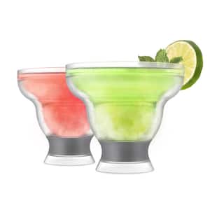 12 oz. Grey Freeze Stemless Margarita Glass Insulated Gel Chiller, Double Wall Froz.en Cocktail Cups (Set of 2)