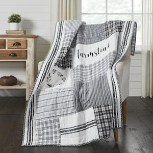 Sawyer Mill Black Farmhouse Stenciled Patchwork Cotton Throw