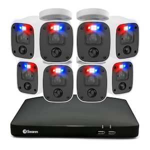 8-Channel 4K UHD 1TB DVR Security Camera System with 8 Wired SwannForce Bullet Cameras with Spotlight and Loud Siren