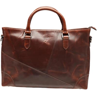 MANCINI Buffalo Collection Brown Leather Tote for 14 in. Laptop