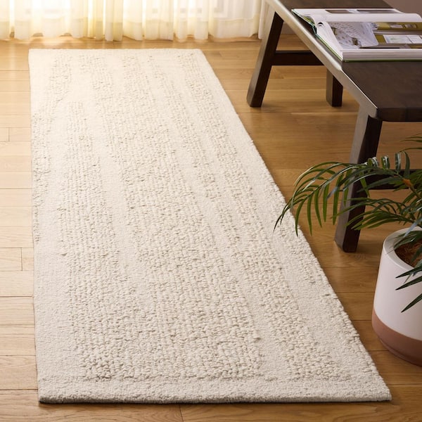 Natura 2 ft. x 8 ft. Ivory/Beige High-Low Abstract Layered Runner Rug