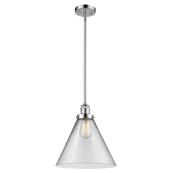 Innovations Cone 60-Watt 1-Light Polished Chrome Shaded Mini Pendant-Light with Clear glass Clear Glass Shade