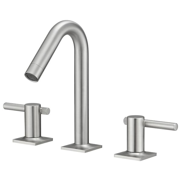 Fapully Double Handle 8 in. Widespread Bathroom Faucet with Drain Kit Included, 3 Hole Bathroom Sink Faucet in Brushed Nickel