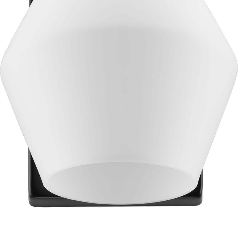 Matte Black and Opal Glass 8" Modern Vanity Light