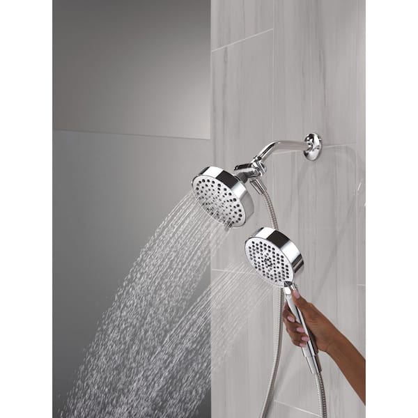 5-Spray Wall Mount Dual Fixed and Handheld Shower Head in Chrome