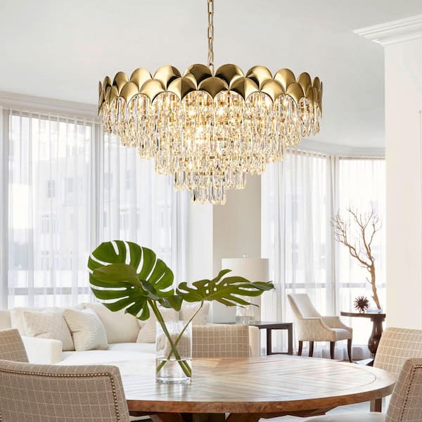 Paisley 8-Light Gold Unique Tiered Crystal Chandelier