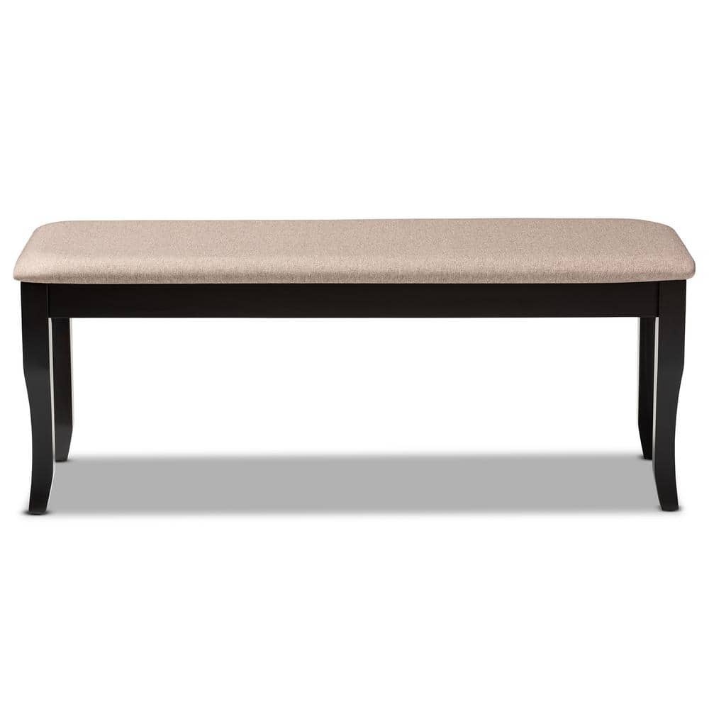 Baxton Studio Cornelie Modern and Contemporary Transitional Sand Fabric Upholstered and Dark Brown Finished Wood Dining Bench