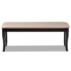 Cornelie Sand and Dark Brown Fabric Dining Bench
