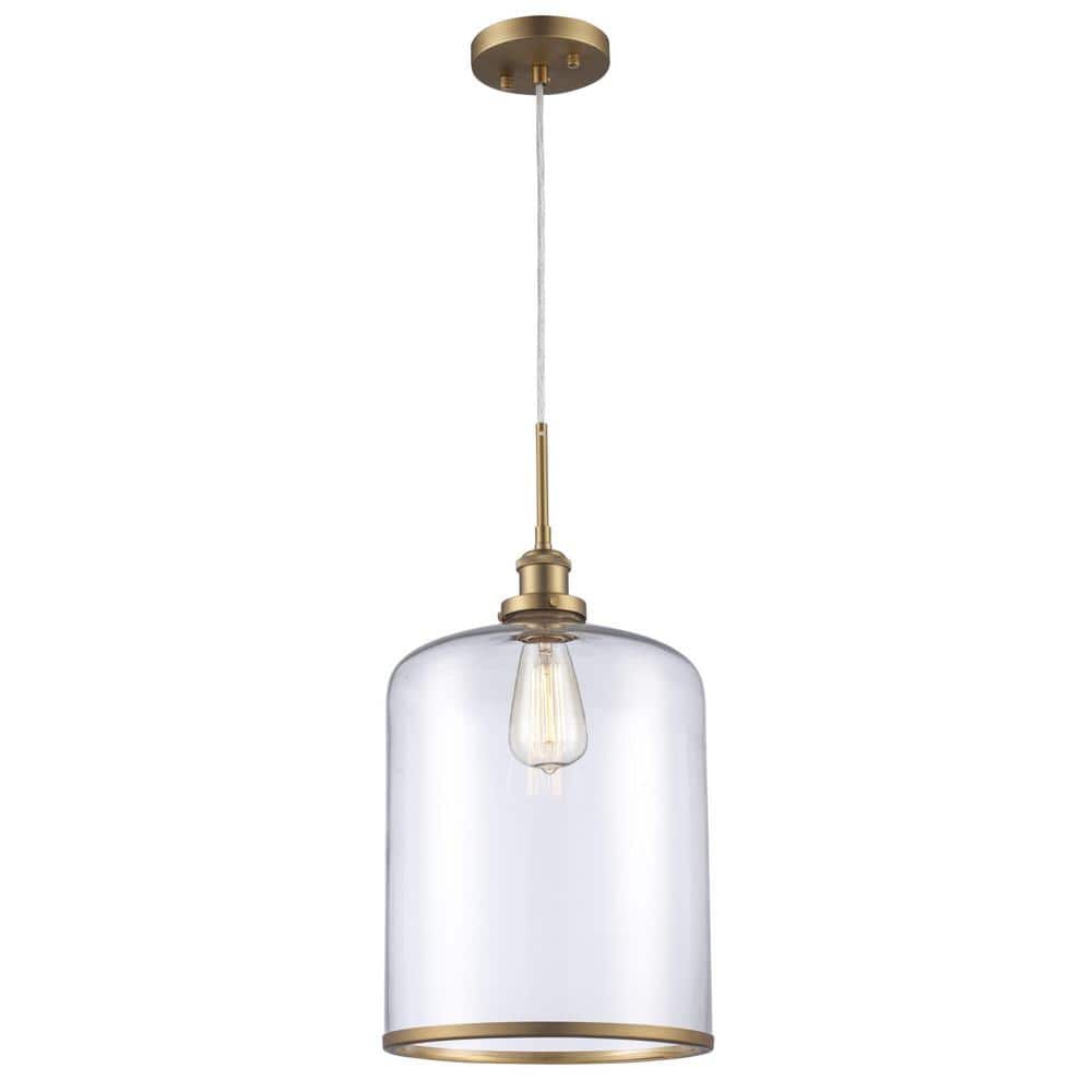 Antique Gold Glass Jar Pendant Light with LED