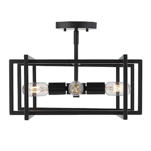 Tribeca 15.5 in. 4-Light Black with Black Accents Semi-Flush Mount