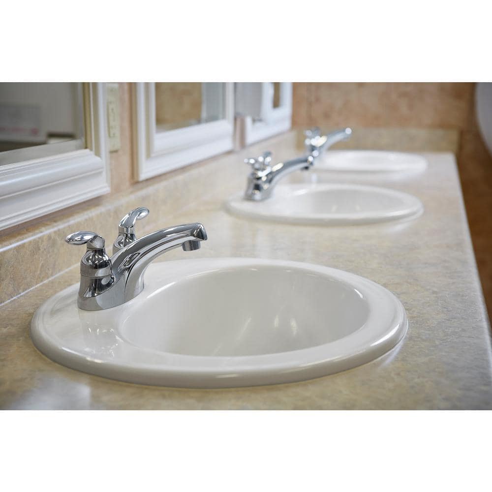 White Ceramic Oval Drop-In Bathroom Sink with Overflow