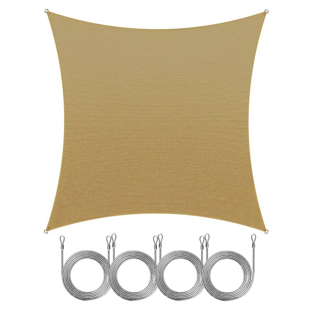 14 ft. x 14 ft. Square Sun Shade Sail with Rope-Sand Beige price history on PriceWatchPro