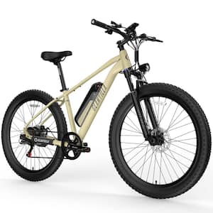 27.5 in. Electric Mountain Bike Bicycle w/350-Watt Motor/Removable 36-Volt 12.5AH Battery, Shimano 7 Speed-Khaki