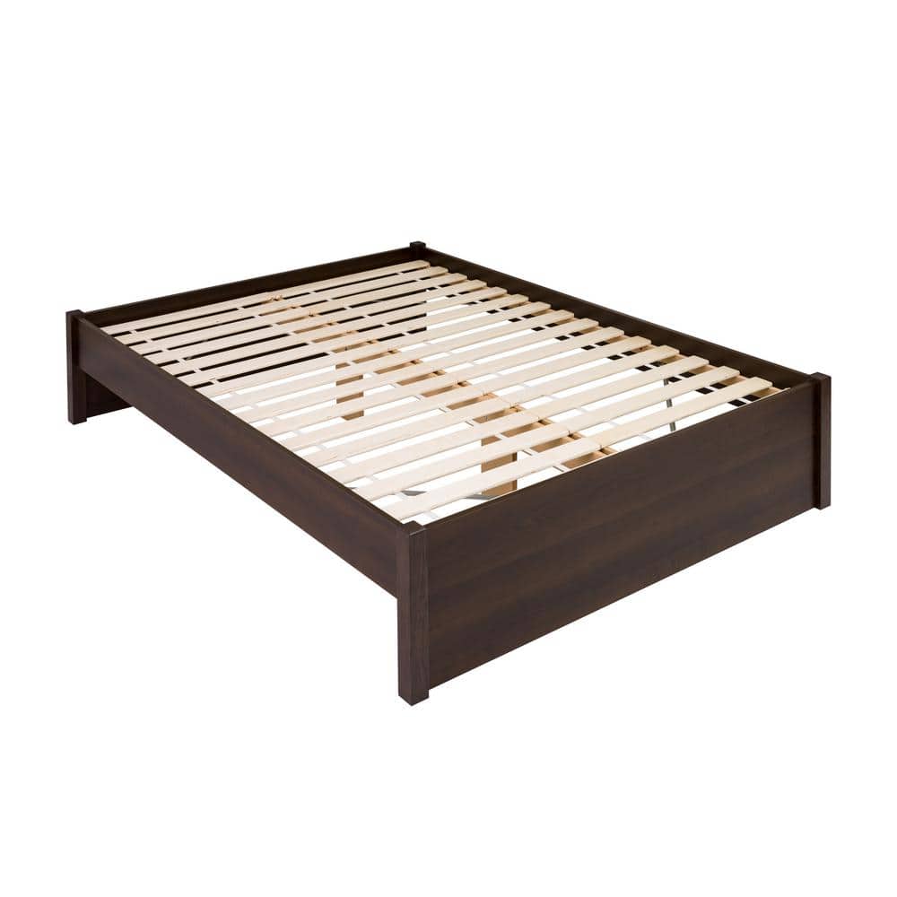 Espresso Queen Wood Frame Platform Bed with Storage Drawers