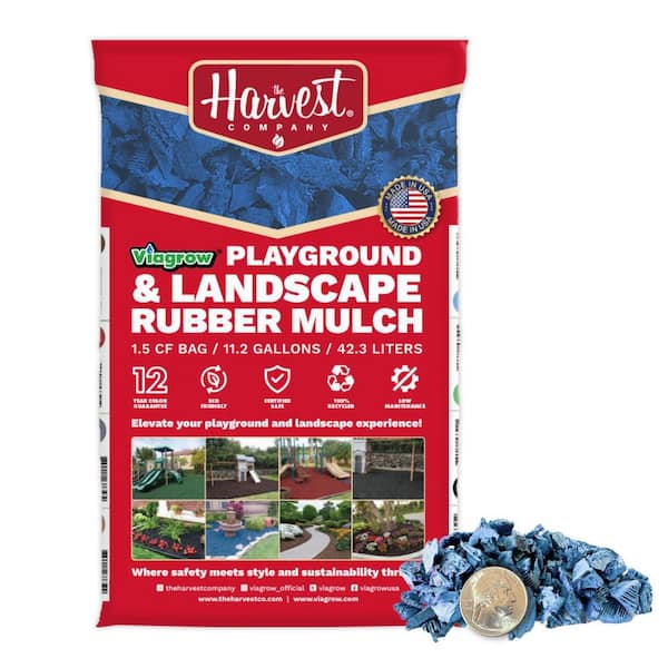 Viagrow 1.5 cu. ft. / 42.3 L Blue Rubber Mini-Nuggets Bagged Mulch for Landscape and Playground (1-Pack)