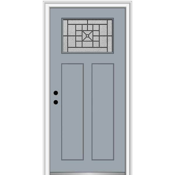 MMI Door 32 in. x 80 in. Courtyard Right-Hand 1-Lite Decorative Craftsman 2-Panel Painted Fiberglass Smooth Prehung Front Door