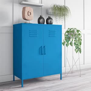 Cache Bright Blue 2-Door Metal Storage Cabinet