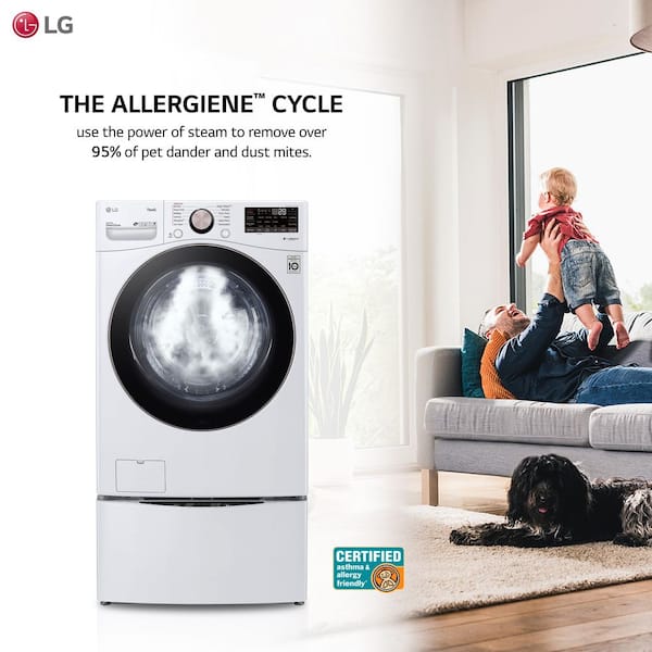 LG 4.5 Cu. Ft. Stackable SMART Front Load Washer in White with Steam and  TurboWash360 Technology WM4000HWA - The Home Depot