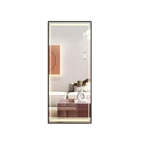 24 in. W x 65 in. H Rectangle Aluminum Frame Full Length Mirror with Intelligent Human Body Induction LED Light in Black