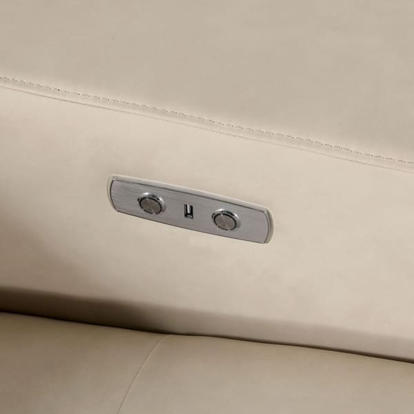 Luptonne 87 in. Beige Faux Leather 2-Seater Power Recliner Loveseat and Care Kit