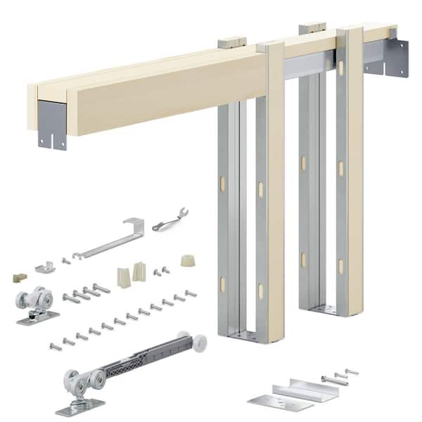 24 in. x 80 in. Universal Aluminum Pocket Door Frame with Hardware Kit and Soft Close (Frame Only)