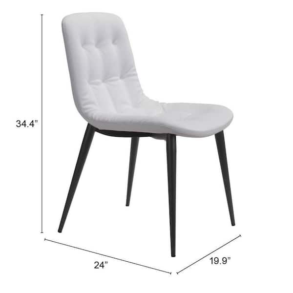 HomeRoots Tufted White And Gray Upholstered Faux Leather Side Chair (Set Of 2)