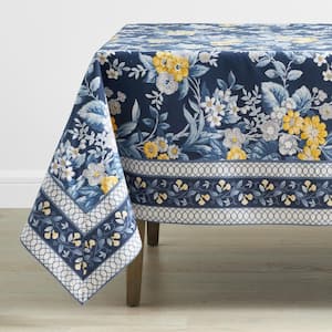 Palmeros 70 in. x 108 in. Navy Tablecloth