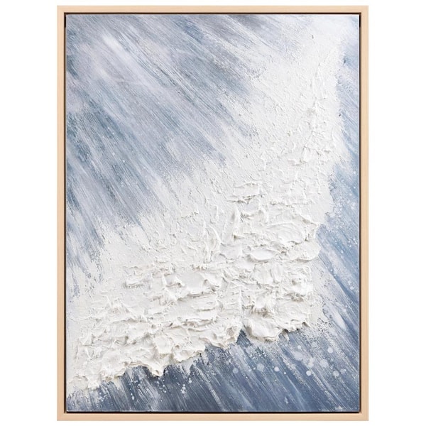 Empire Art Direct Aqua Splash Heavily Textured Hand Painted Framed Canvas Wall Art, 30 in. x 40 in.