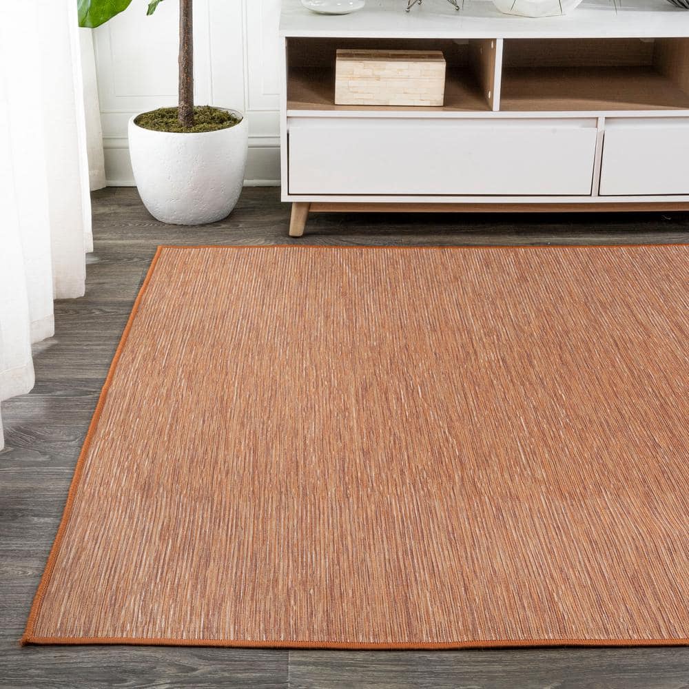 Ethan Modern Flatweave Orange Synthetic 8' x 10' Area Rug