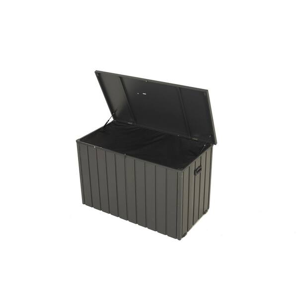 120 Gal. Dark Gray Metal Deck Box, Outdoor Storage Box With Lockable Lid, Wheels And Handles 209131832 - The Home Depot